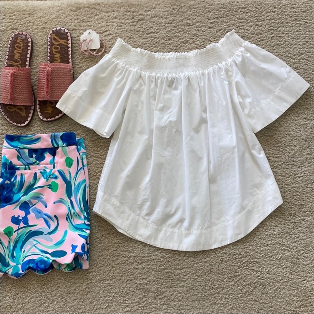 J. Crew White Off The Shoulder Top - Picture 2 of 7